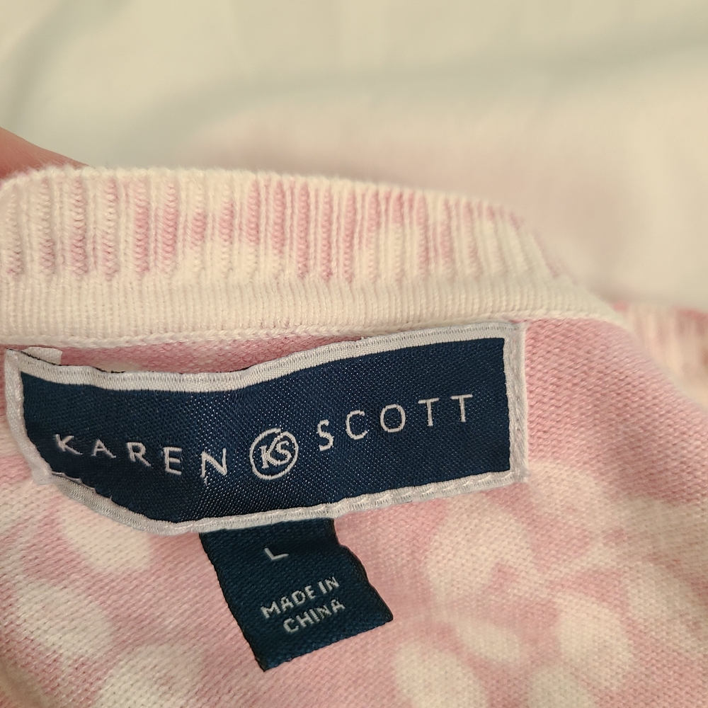 Karen Scott Pink Floral Cardigan - Picture 2 of 8
